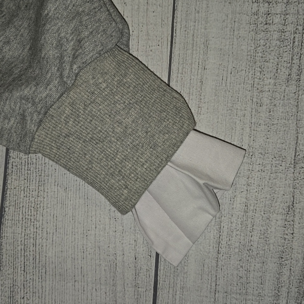 EVIDNT Women's Back Tie Crewneck Sweatshirt Gray & White Size L NWT - Picture 8 of 14